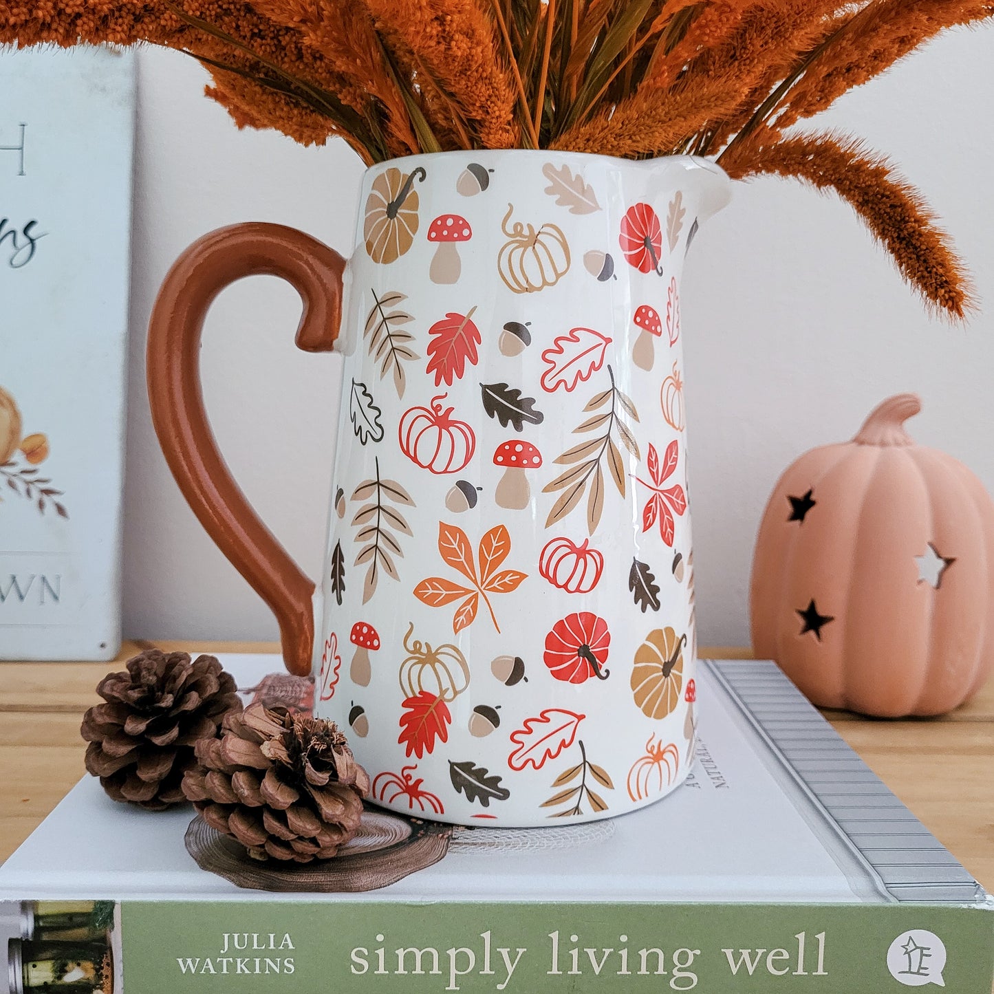 Autumn Pumpkins & Leaves Ceramic Jug