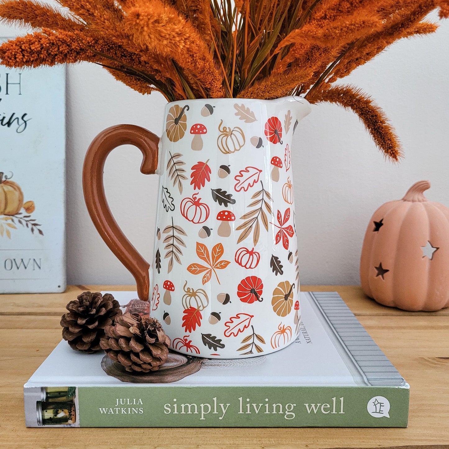 Autumn Pumpkins & Leaves Ceramic Jug