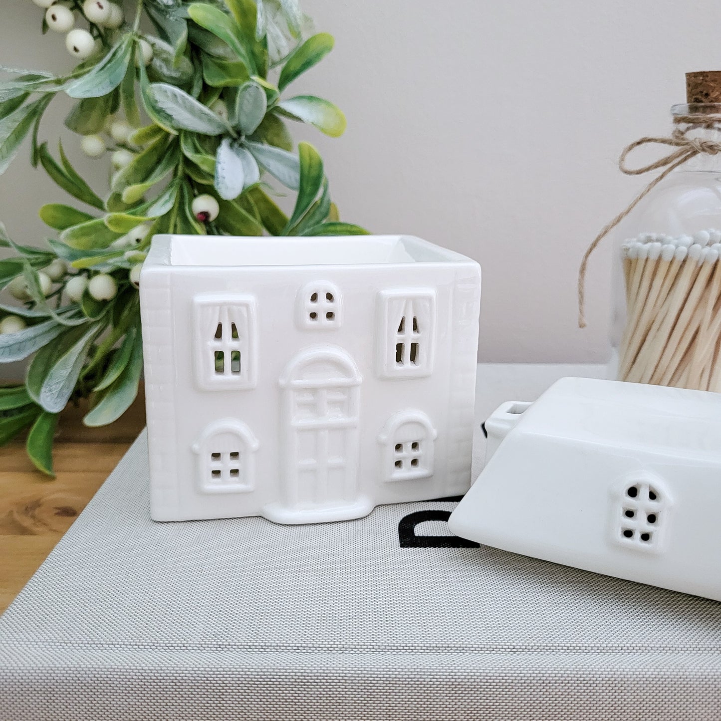 White Ceramic House Oil Burner