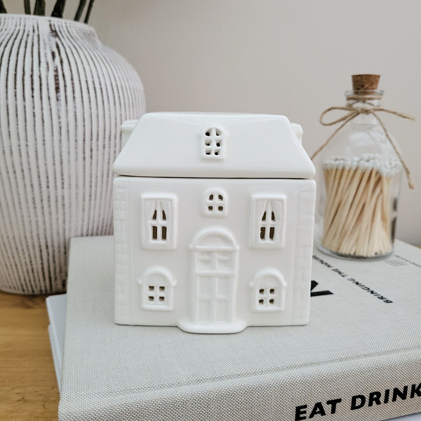 White Ceramic House Oil Burner