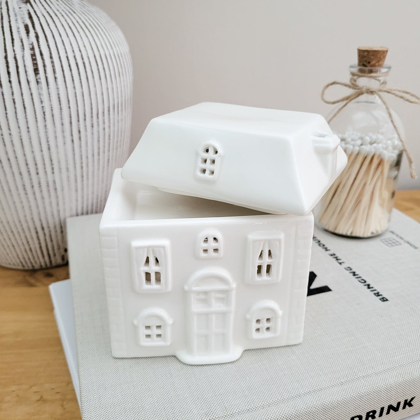 White Ceramic House Oil Burner