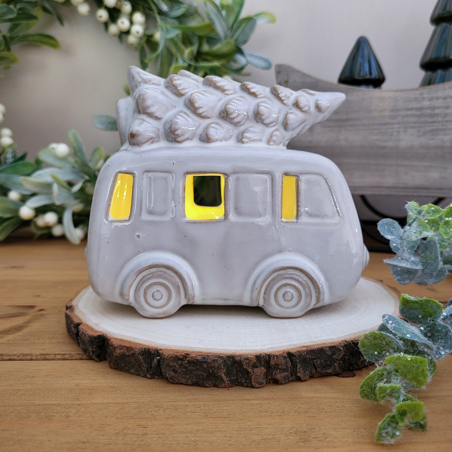 Glazed LED Christmas Campervan Ornament