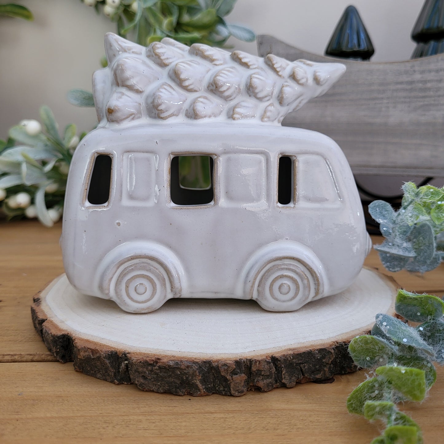 Glazed LED Christmas Campervan Ornament