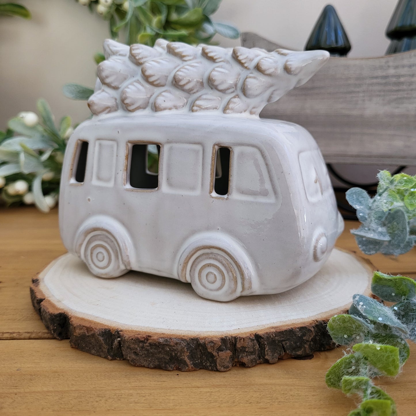 Glazed LED Christmas Campervan Ornament