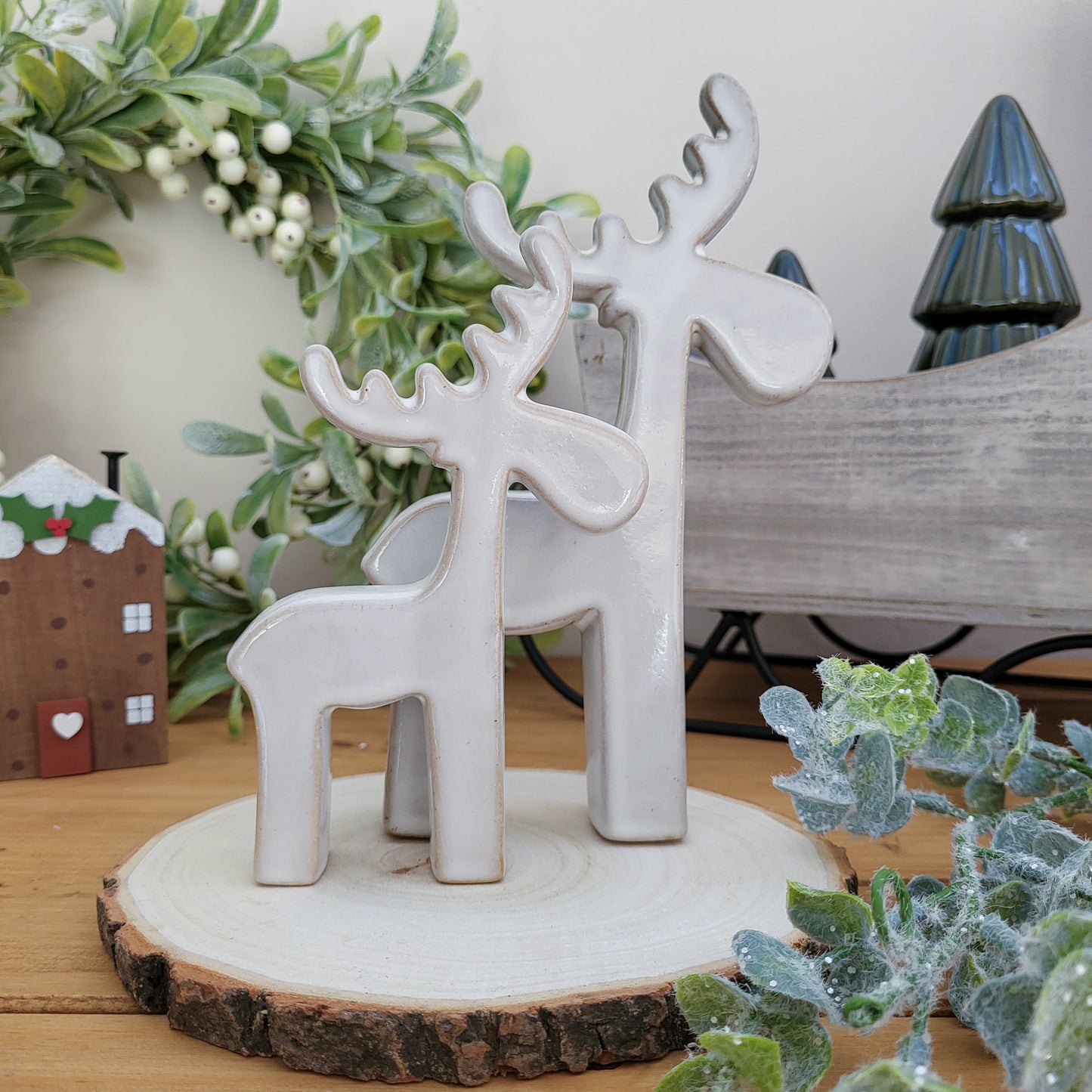 Glazed Natural Reindeer Ornaments