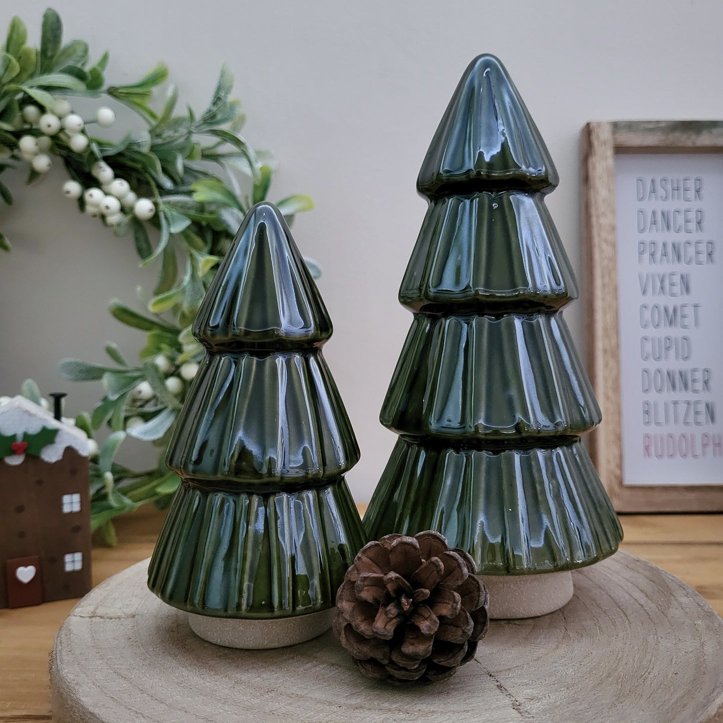 Ceramic Green Christmas Tree Ornaments