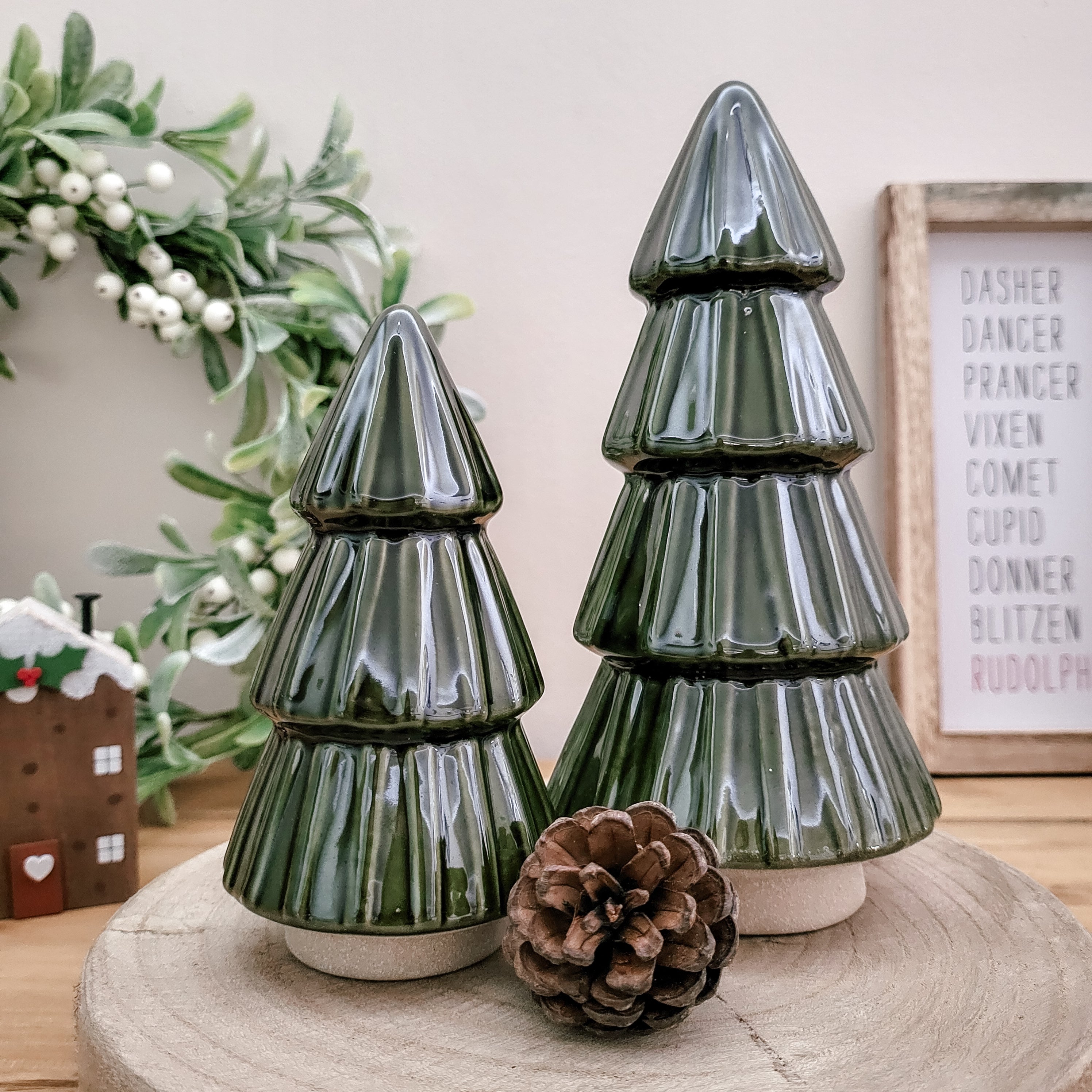 Ceramic Green Christmas Tree Ornaments