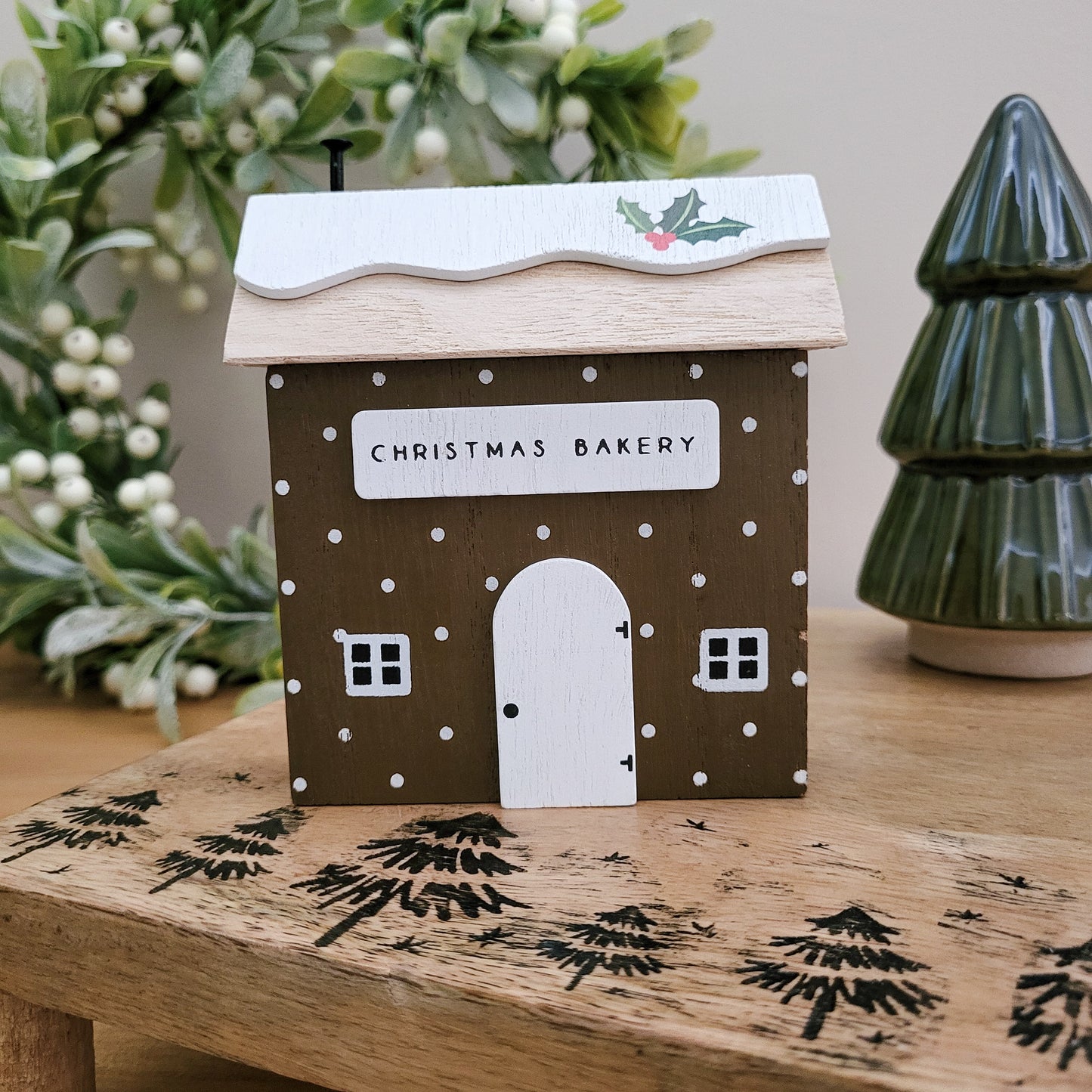 Christmas Bakery Wooden House Ornament