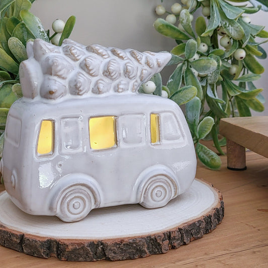 Glazed LED Christmas Campervan Ornament