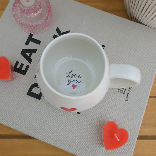 Love Heart Ceramic Mug With Hidden Message