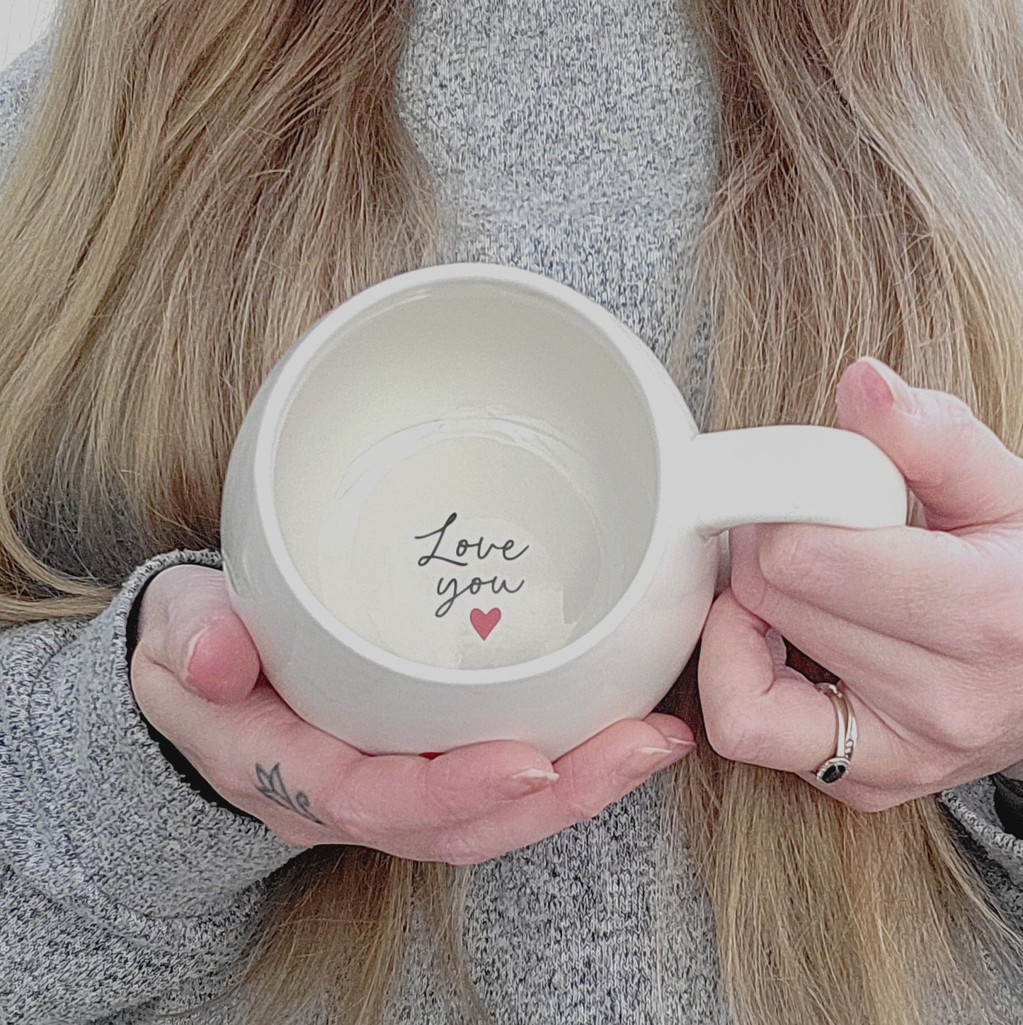 Love Heart Ceramic Mug With Hidden Message