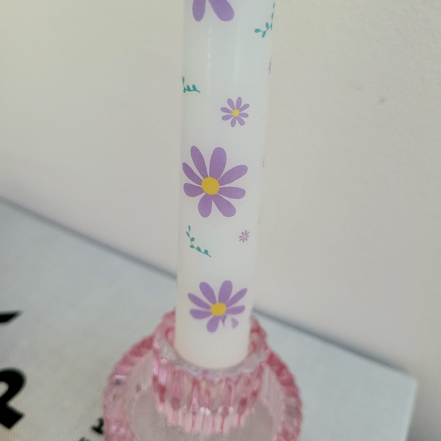 Set of 3 Purple Daisy Taper Candles