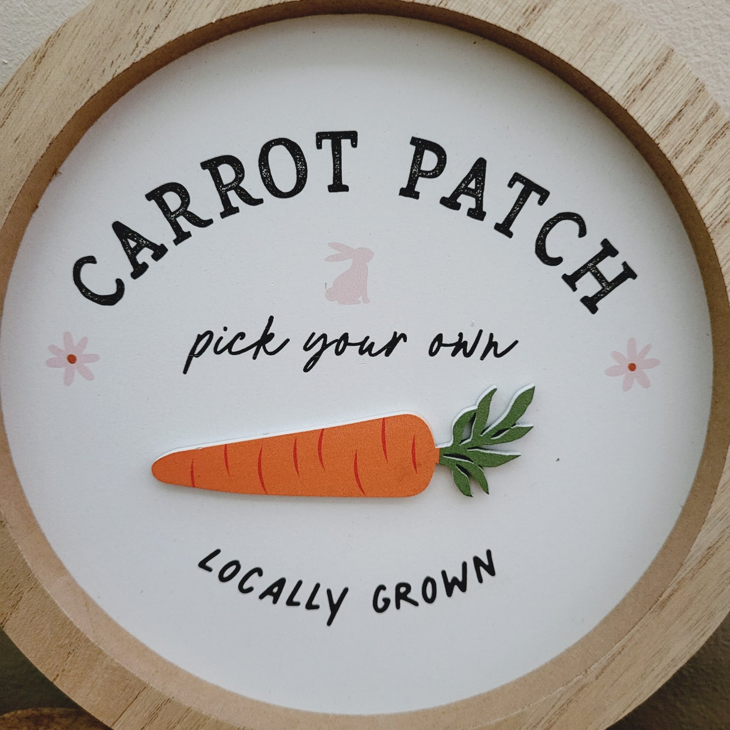 Carrot Patch Round Wooden Framed 3D Plaque