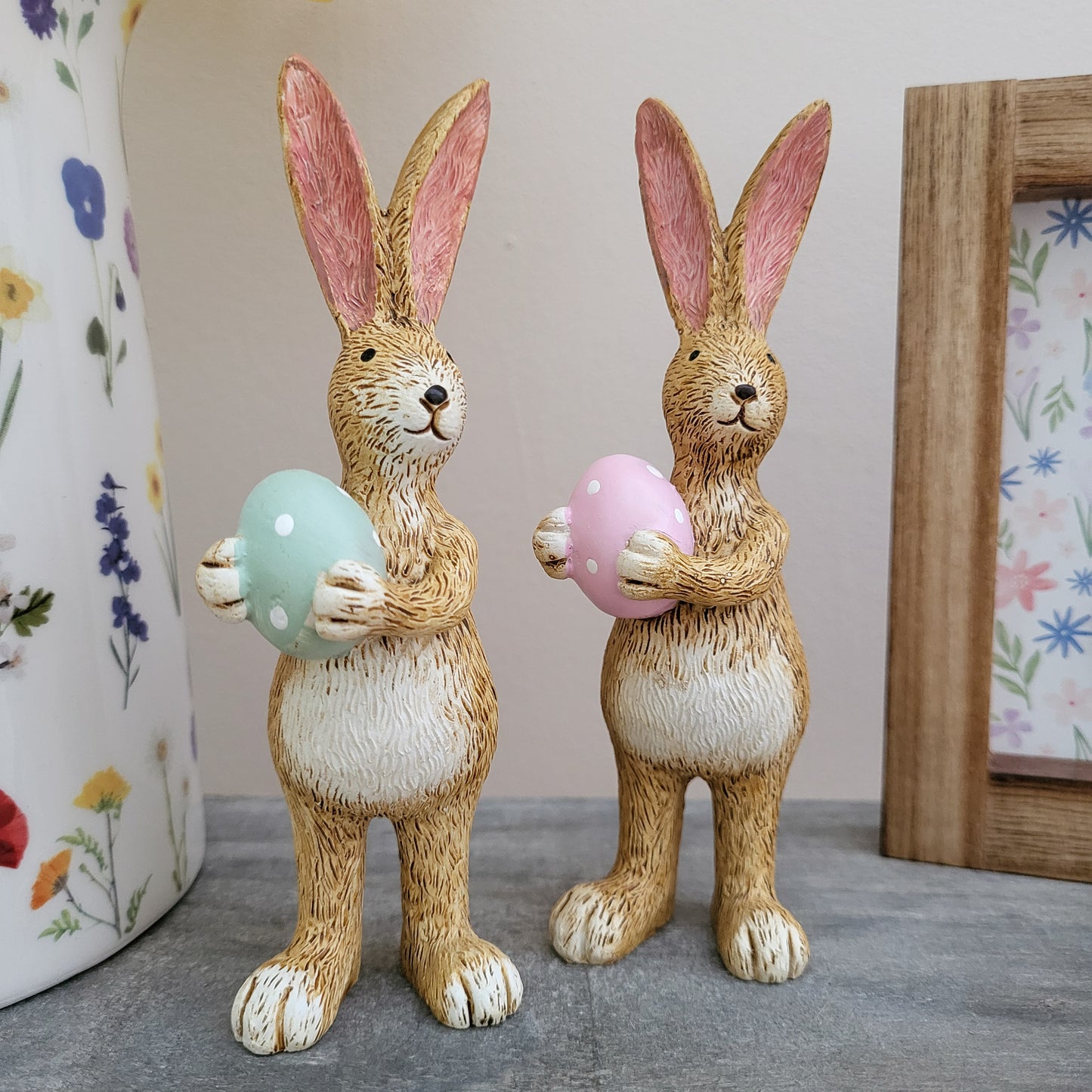 Rabbit Holding Pink Egg Ornament