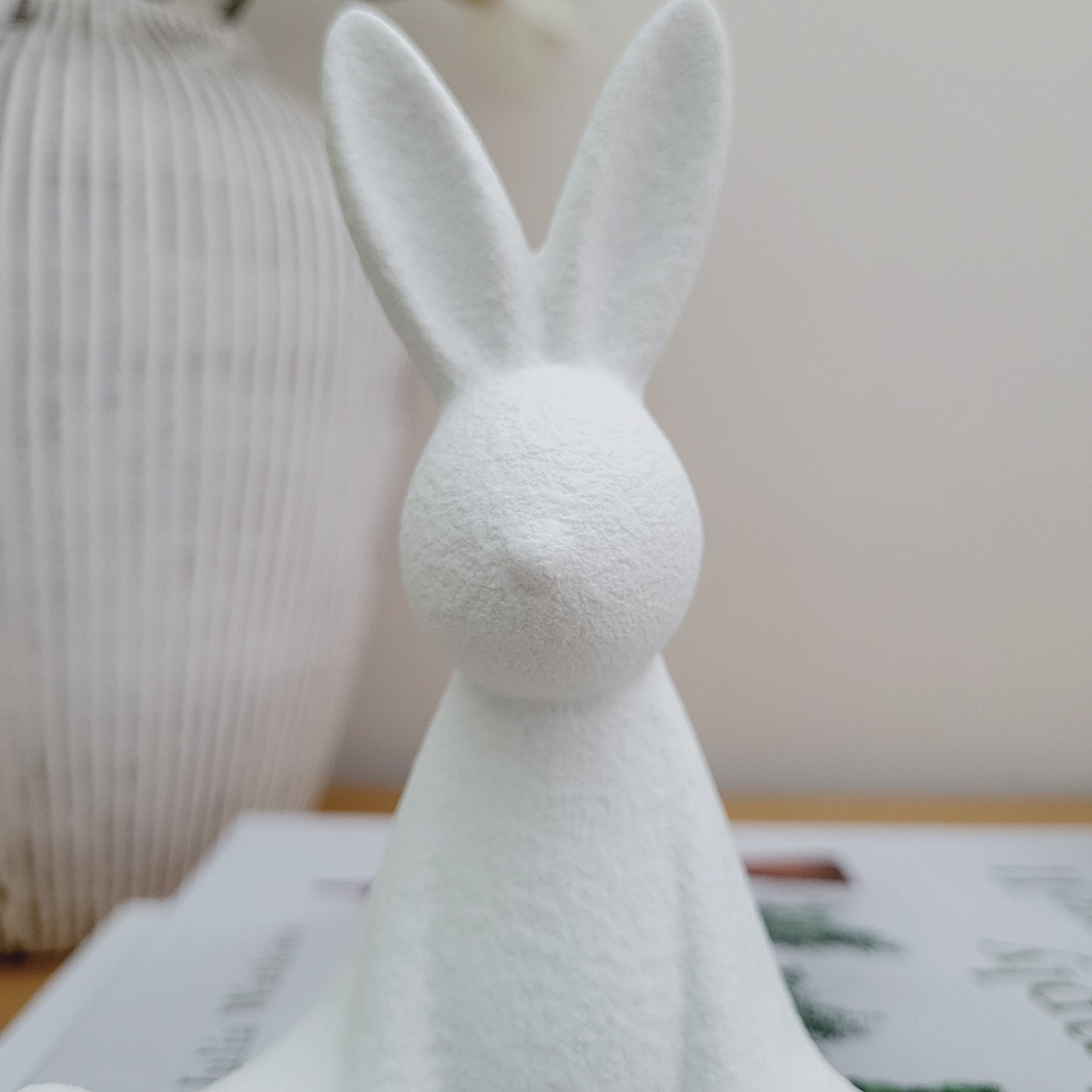 White Textured Sitting Rabbit Ornaments