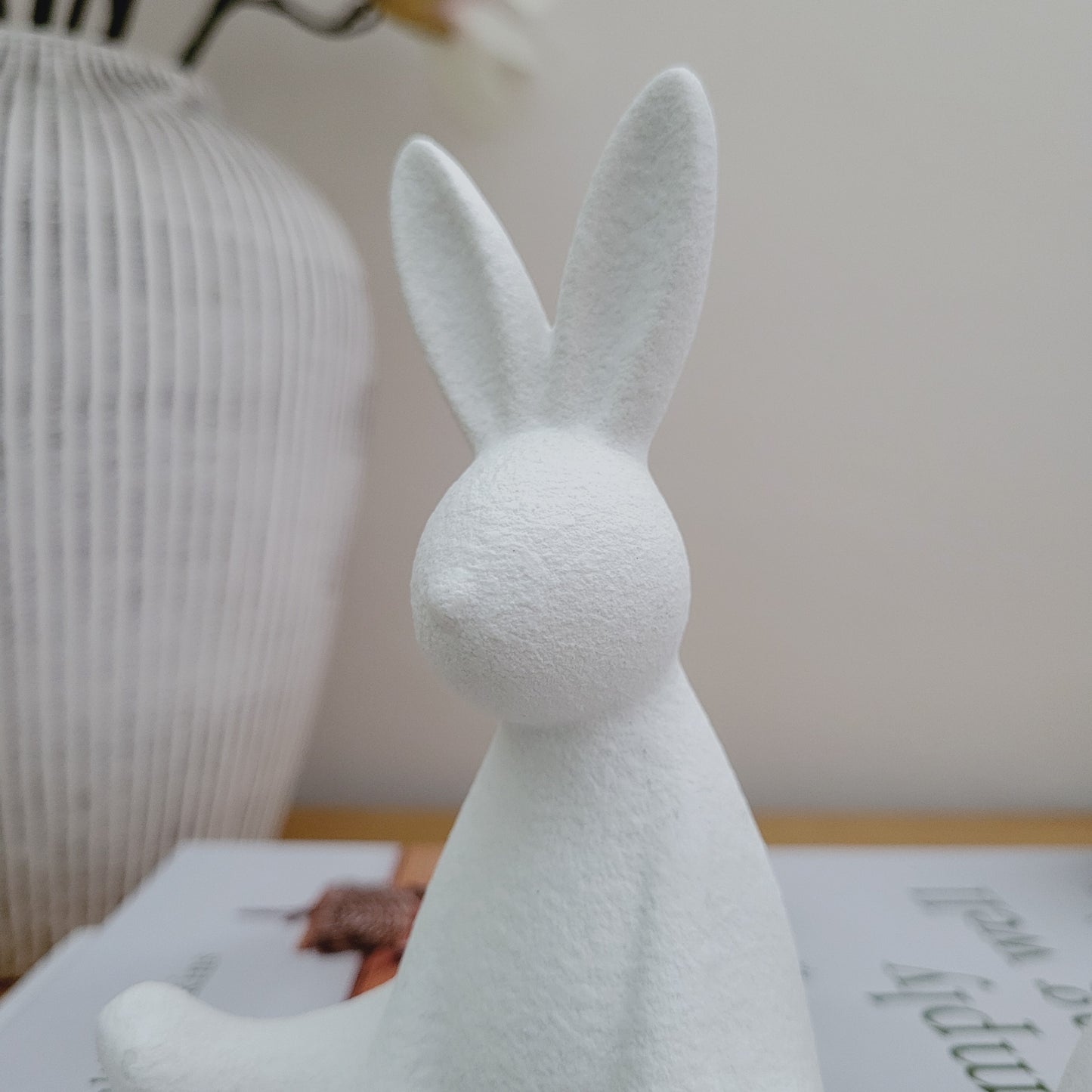 White Textured Sitting Rabbit Ornaments