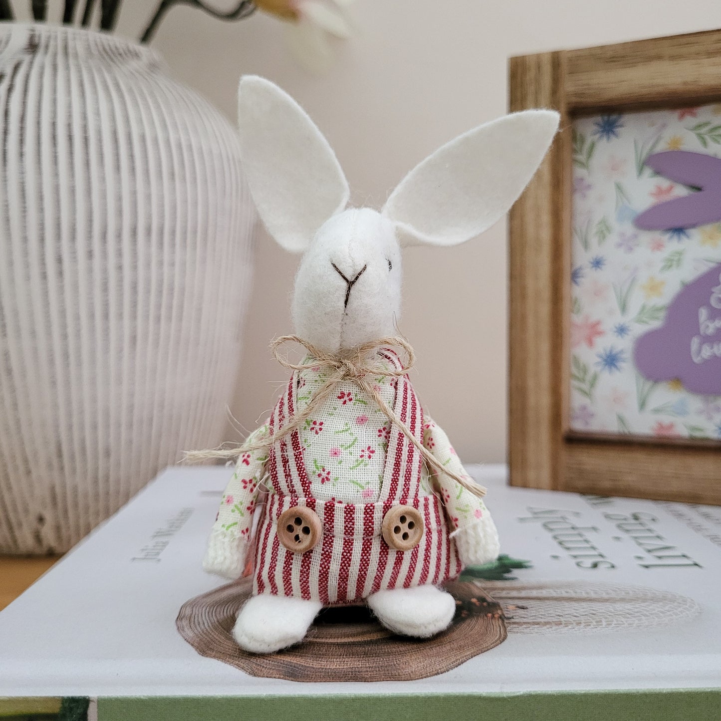 Fabric Bunny In Dungarees