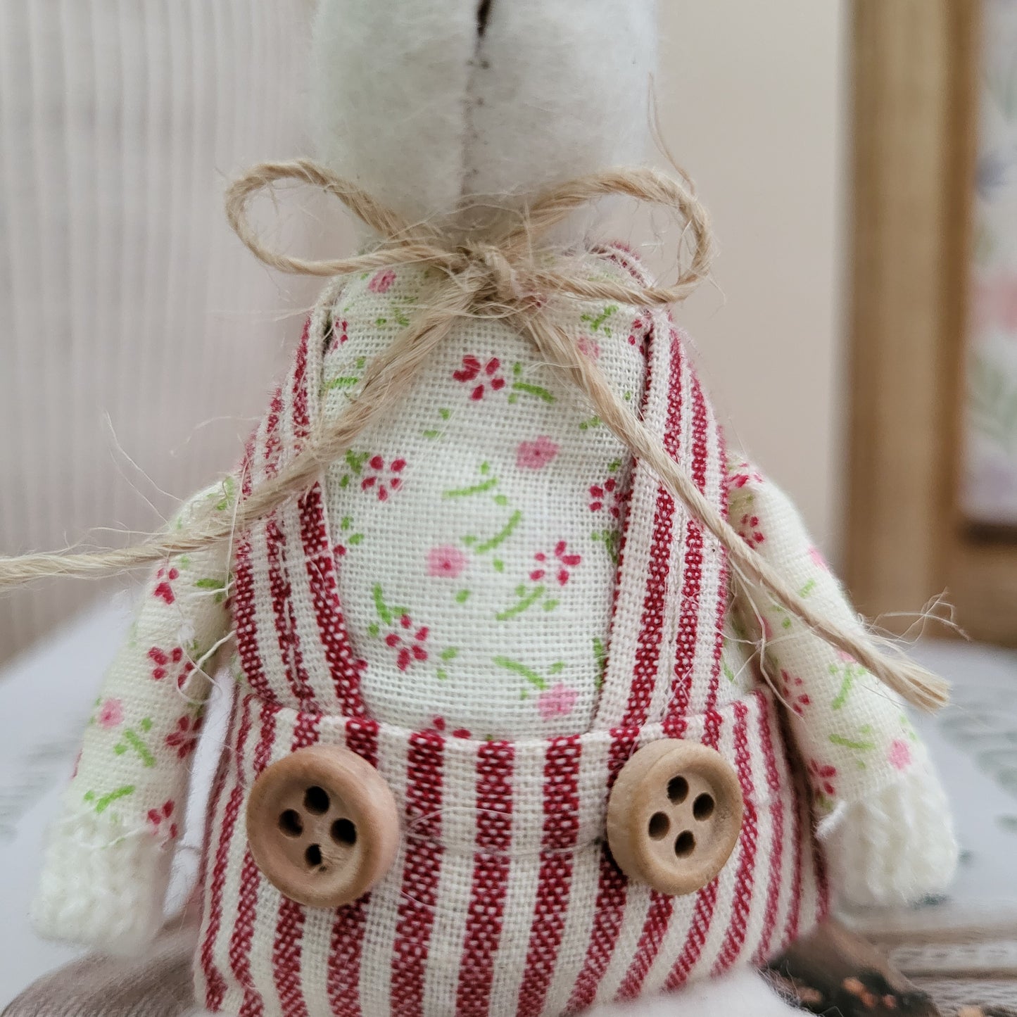 Fabric Bunny In Dungarees