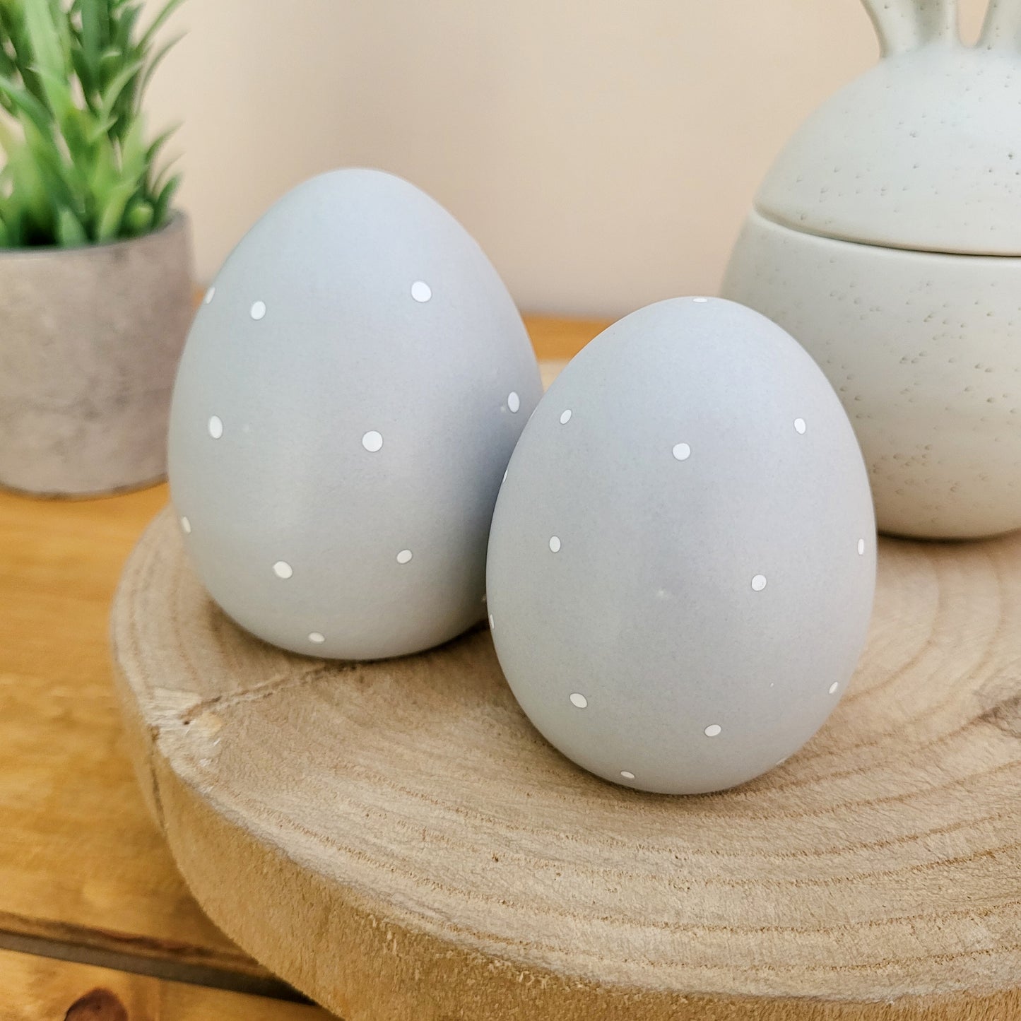 Grey Dotty Egg Ornaments