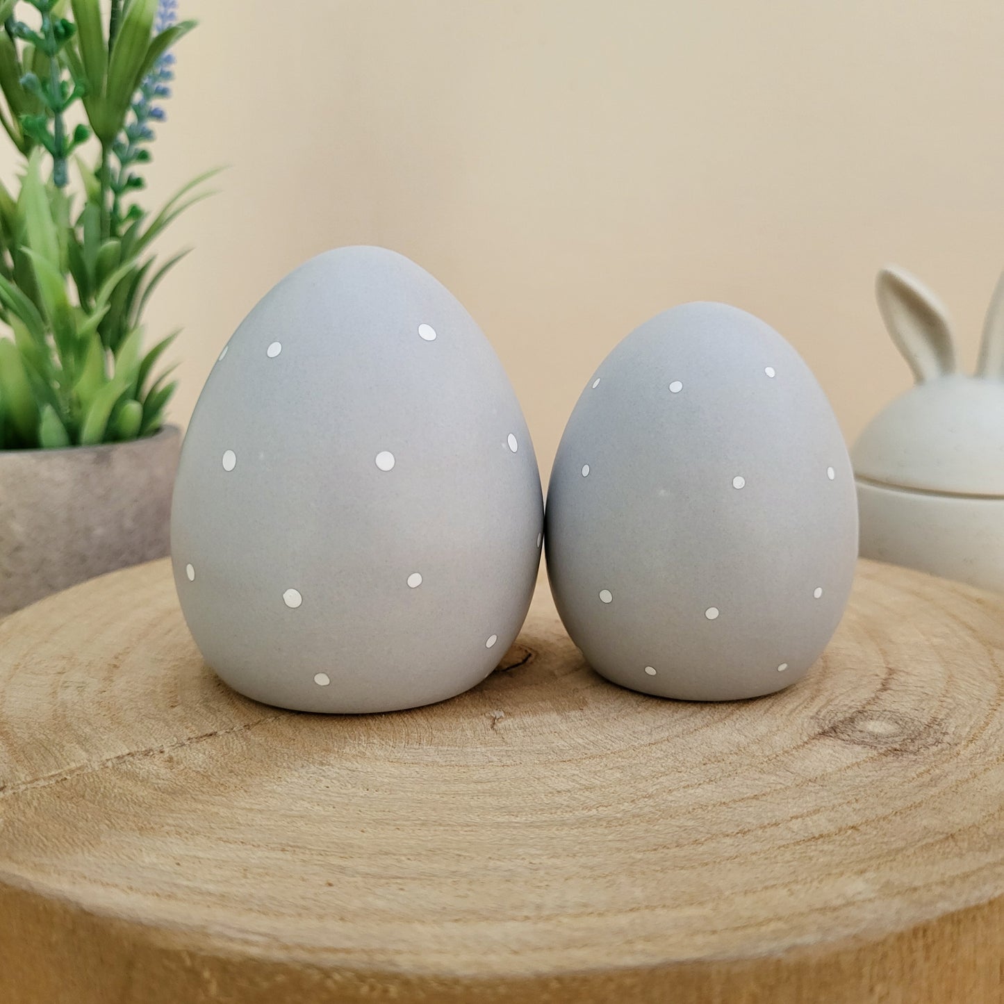 Grey Dotty Egg Ornaments