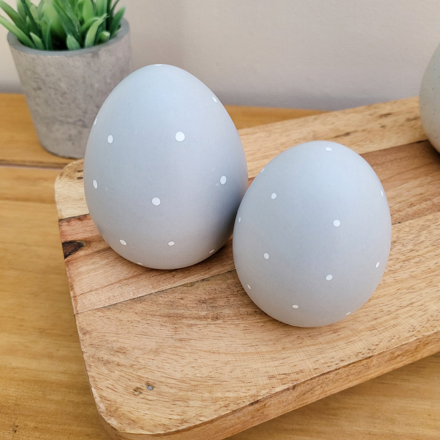 Grey Dotty Egg Ornaments