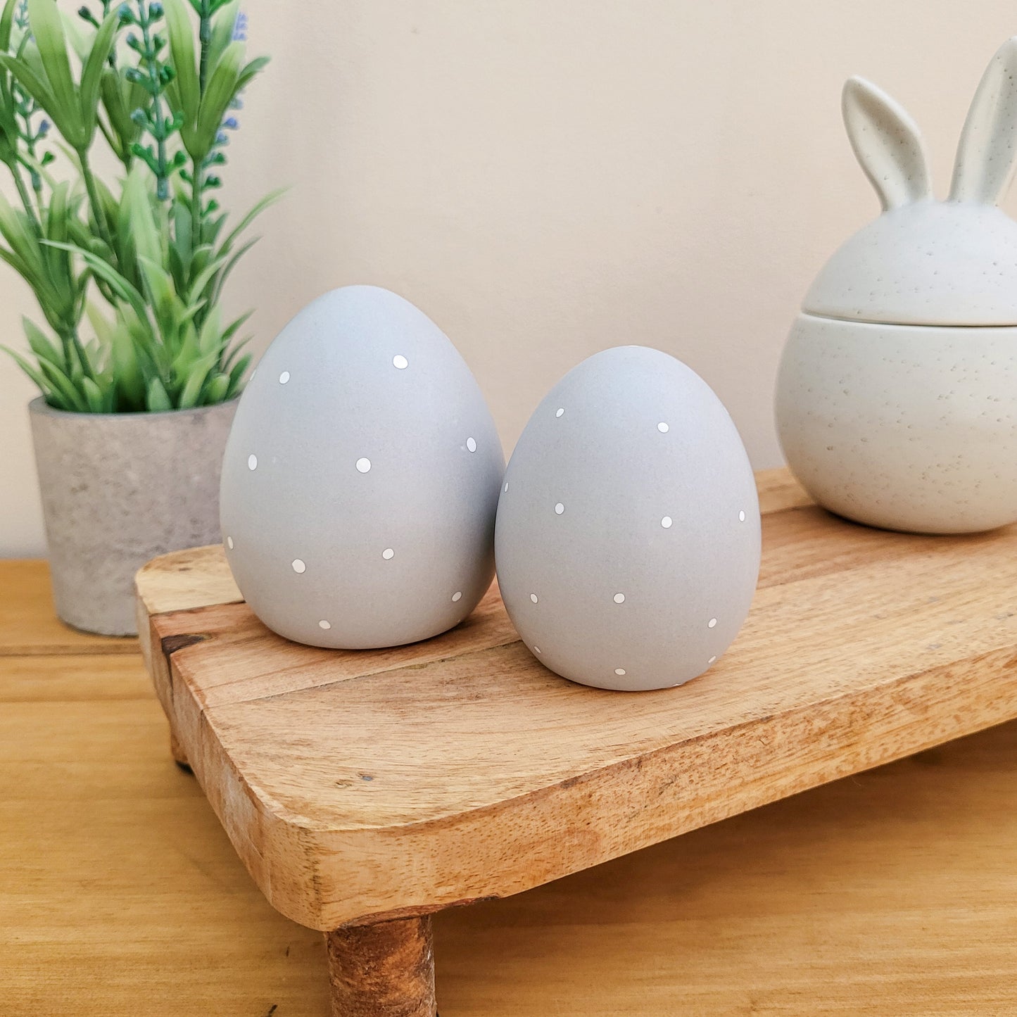 Grey Dotty Egg Ornaments