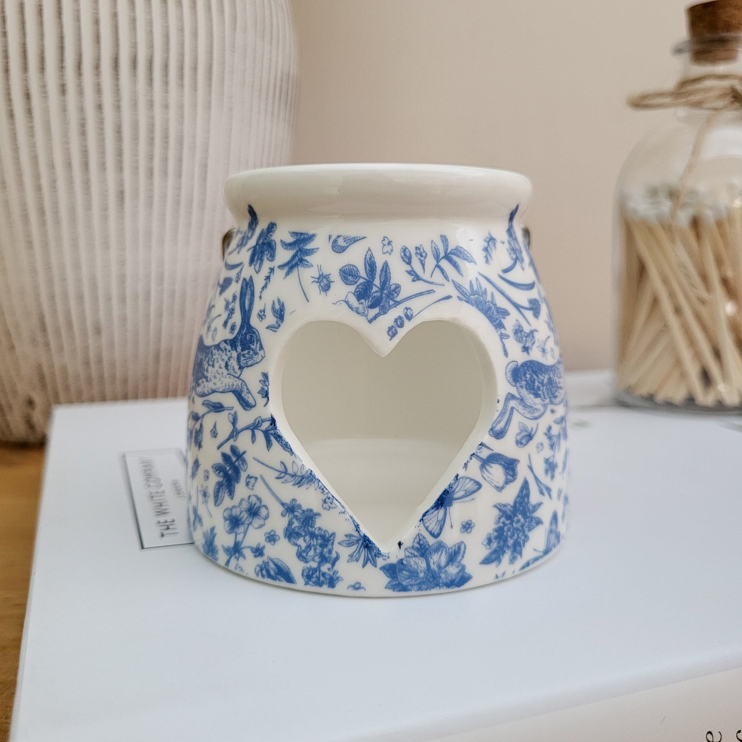 Blue Hare Heart Tealight Candle Holder