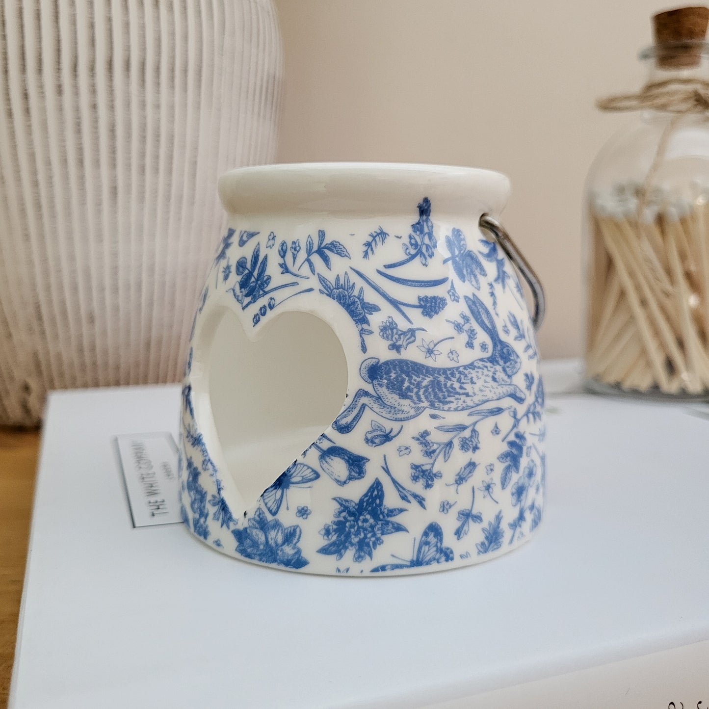 Blue Hare Heart Tealight Candle Holder