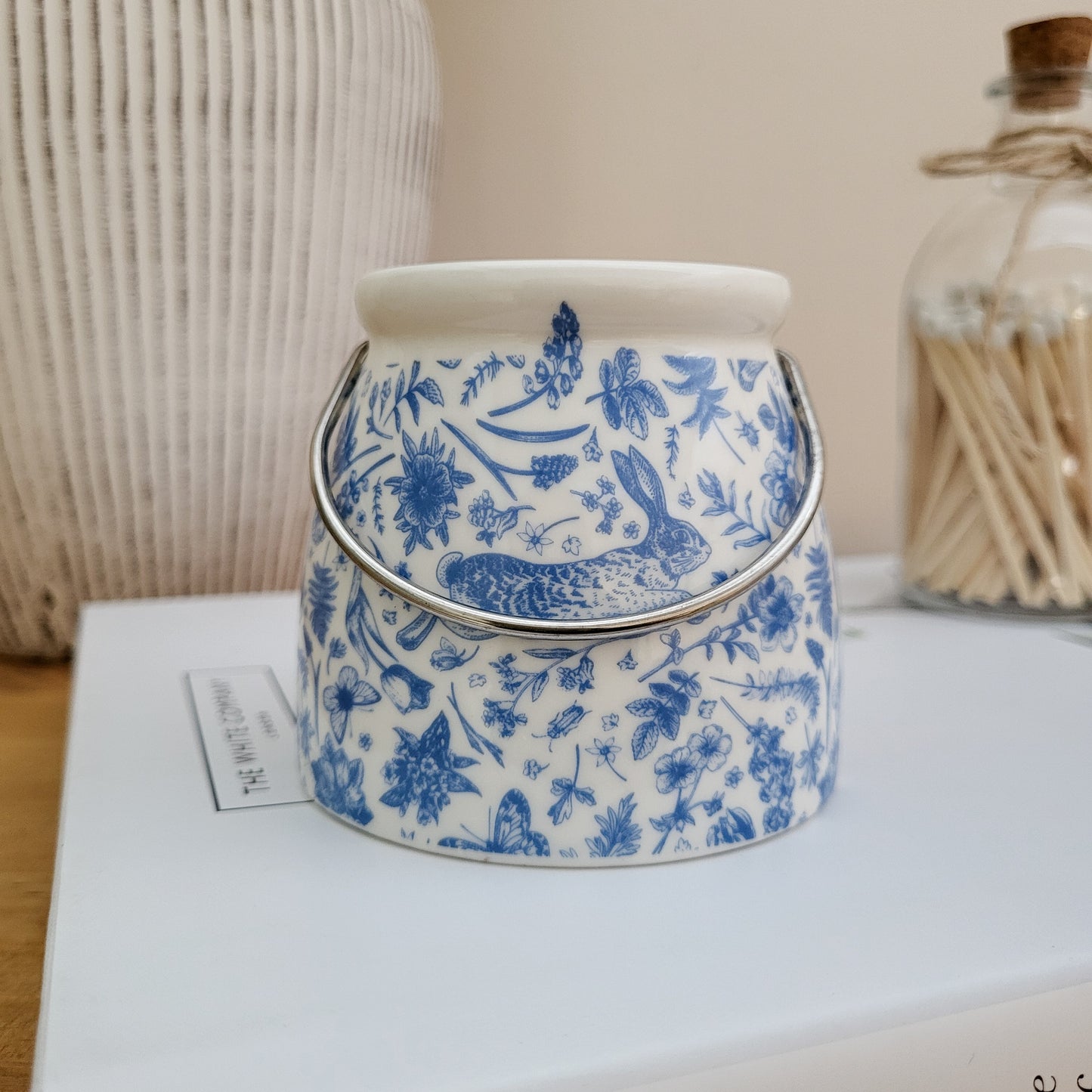 Blue Hare Heart Tealight Candle Holder