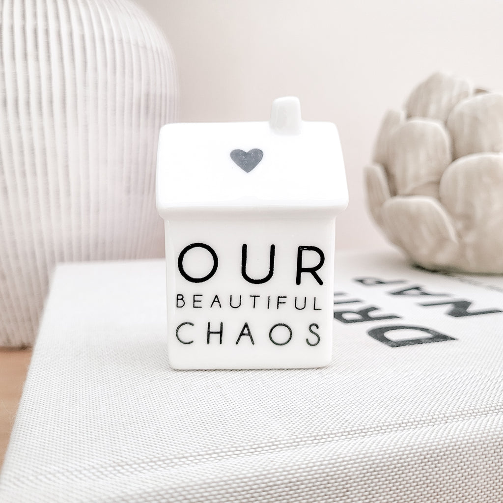 Mini Porcelain House Ornaments with Quotes 7cm