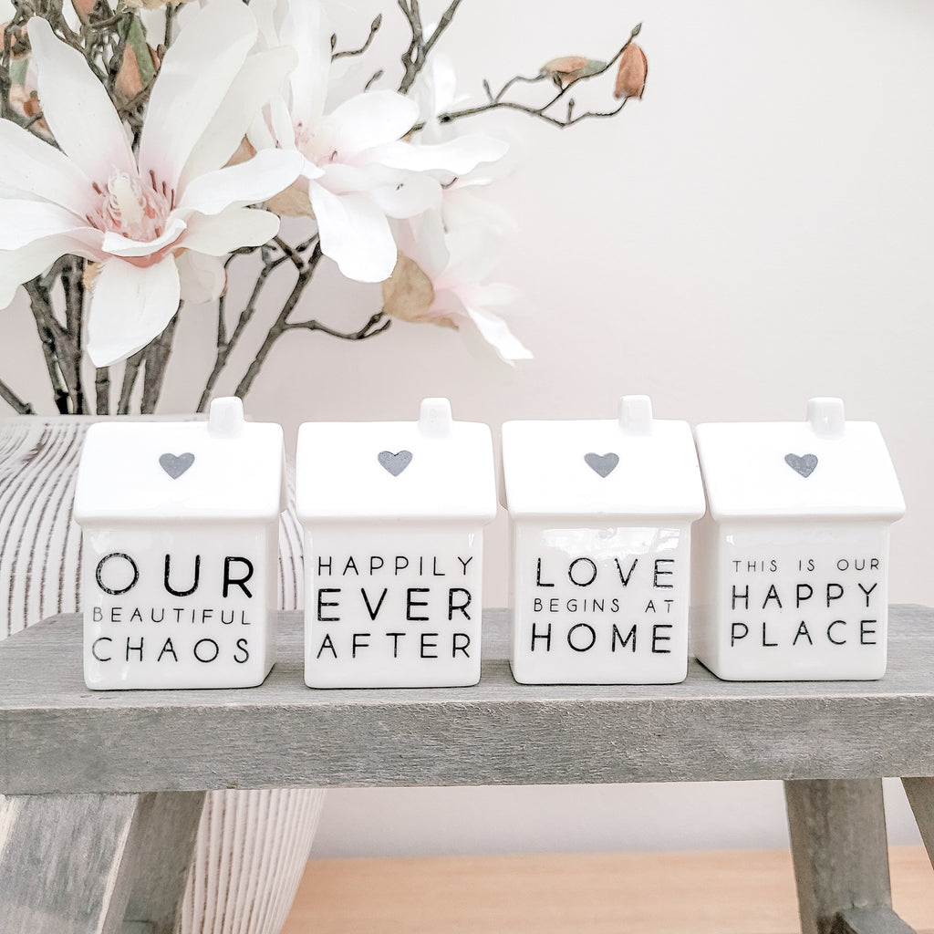 Mini Porcelain House Ornaments with Quotes 7cm