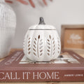 Cream Leaf Cutout Pumpkin Oil Burner
