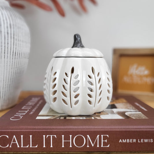 Cream Leaf Cutout Pumpkin Wax Melt Burner