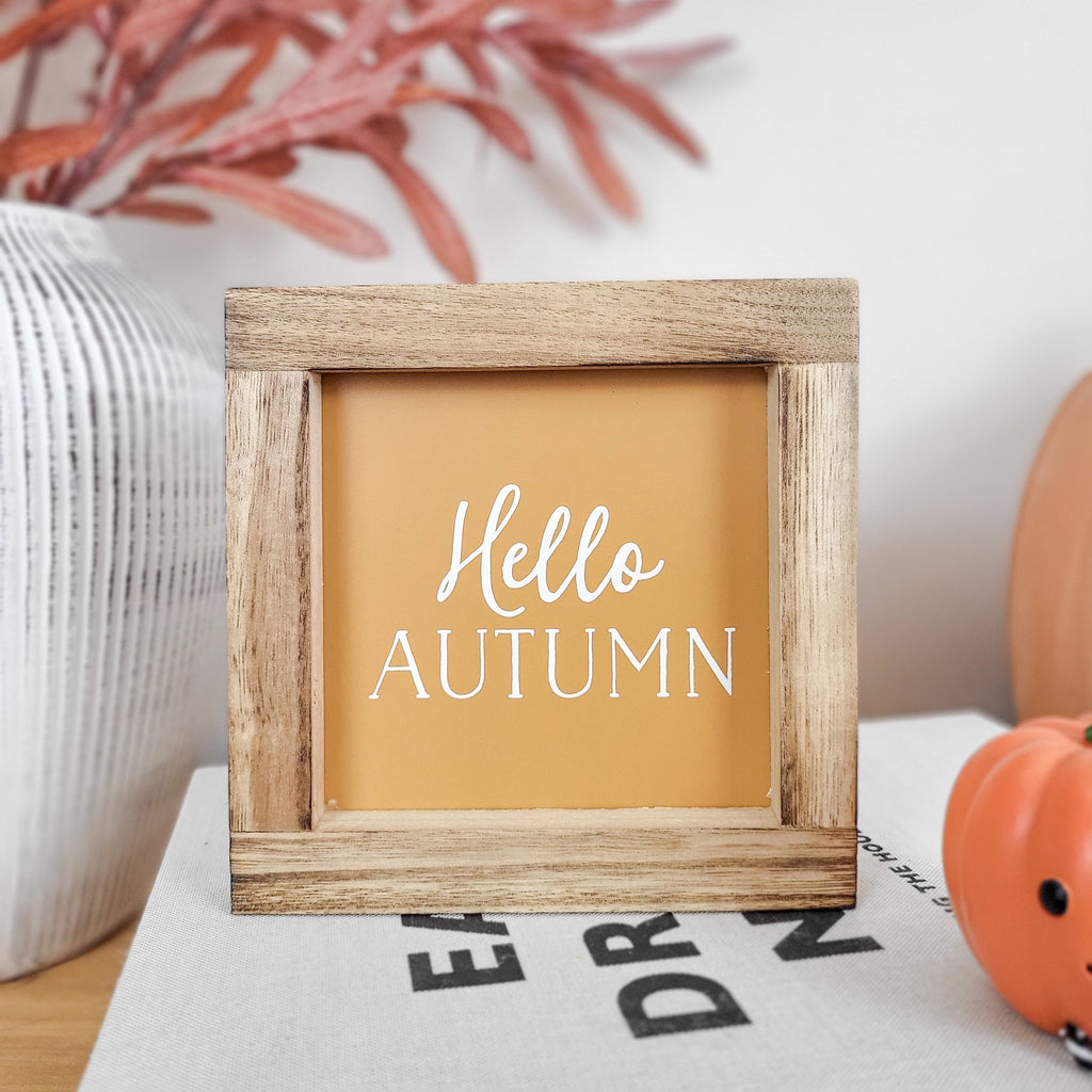Hello Autumn Wood Framed Sign