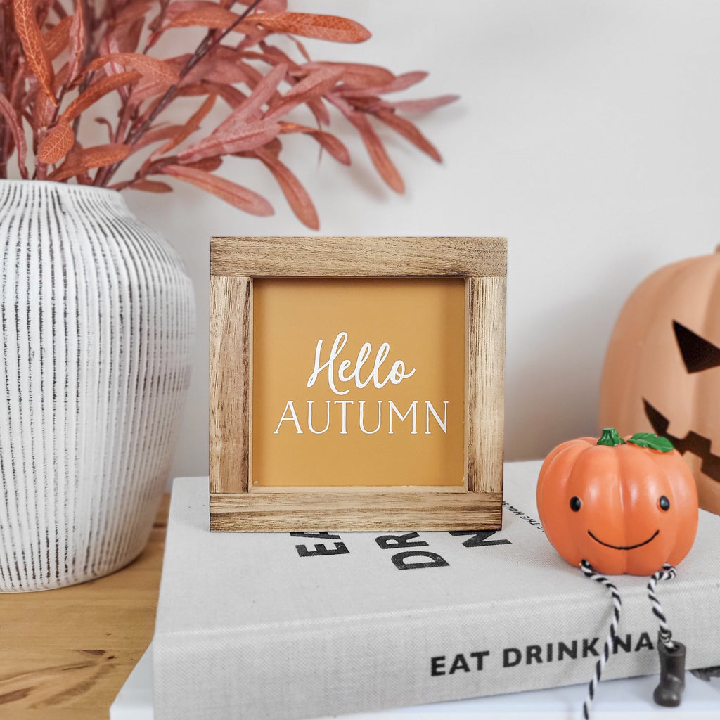 Hello Autumn Wood Framed Sign