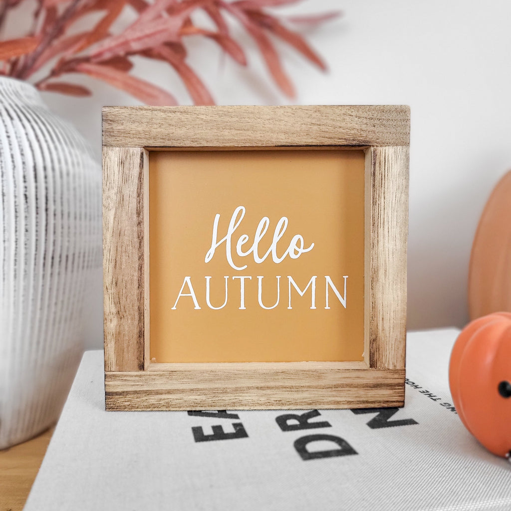 Hello Autumn Wood Framed Sign