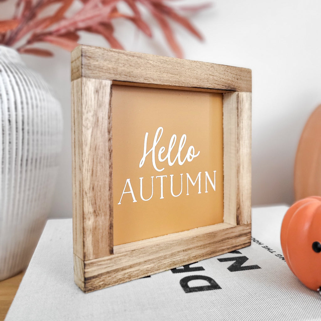 Hello Autumn Wood Framed Sign