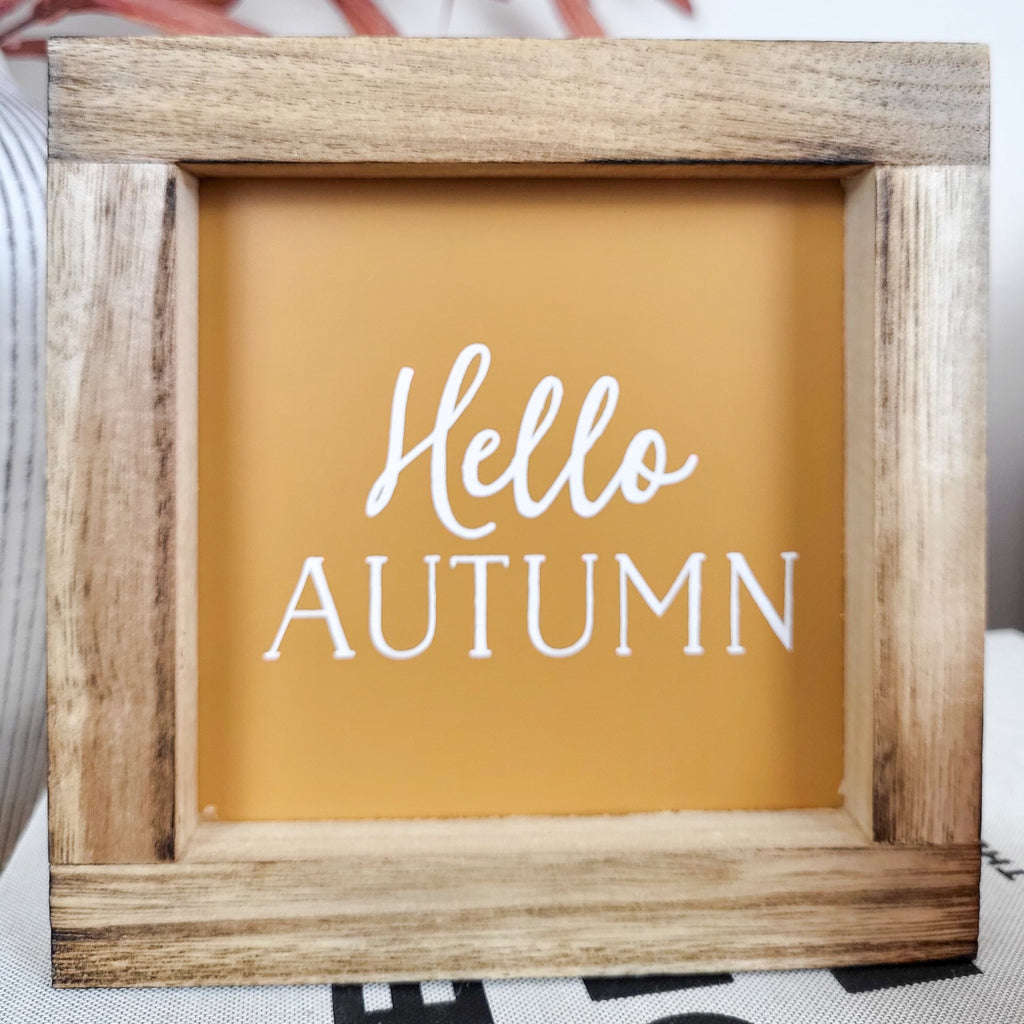 Hello Autumn Wood Framed Sign