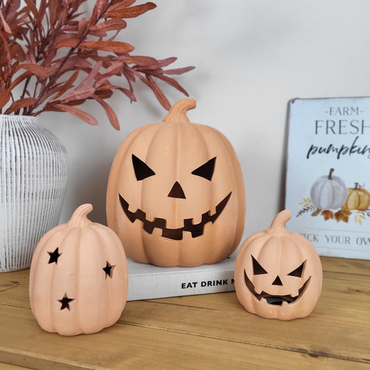 Large Terracotta Halloween Pumpkin Ornament
