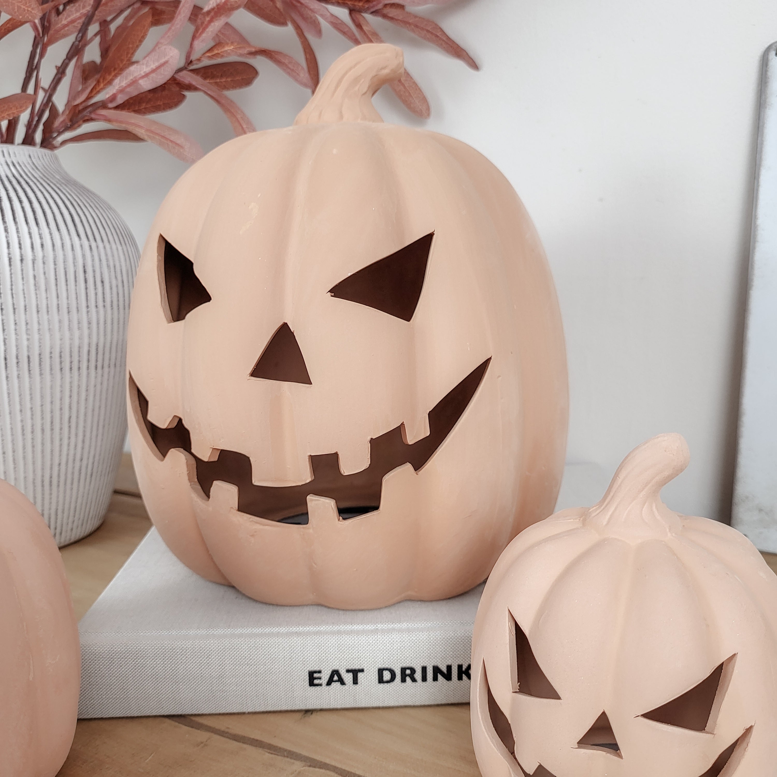 Large Terracotta Halloween Pumpkin Ornament