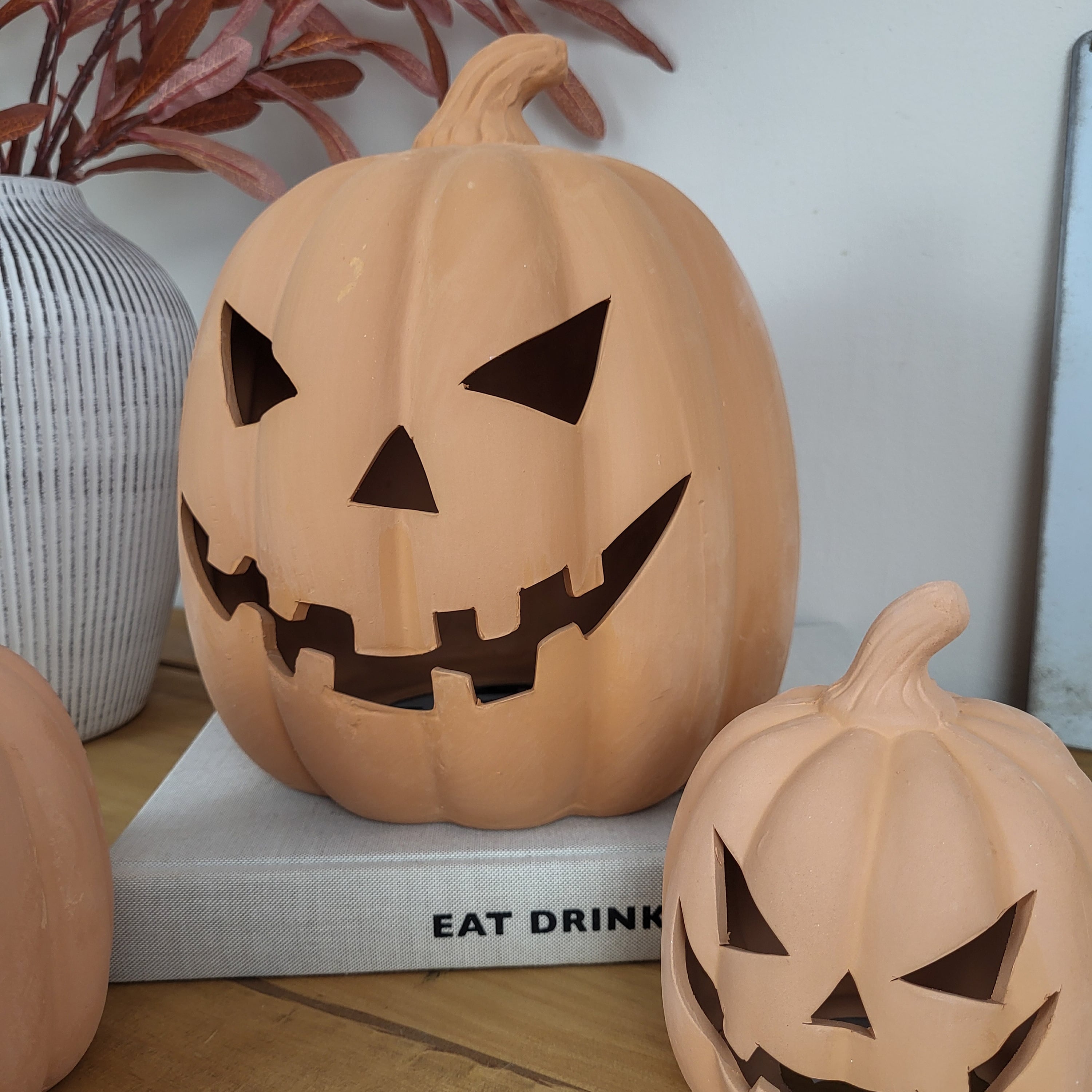 Large Terracotta Halloween Pumpkin Ornament