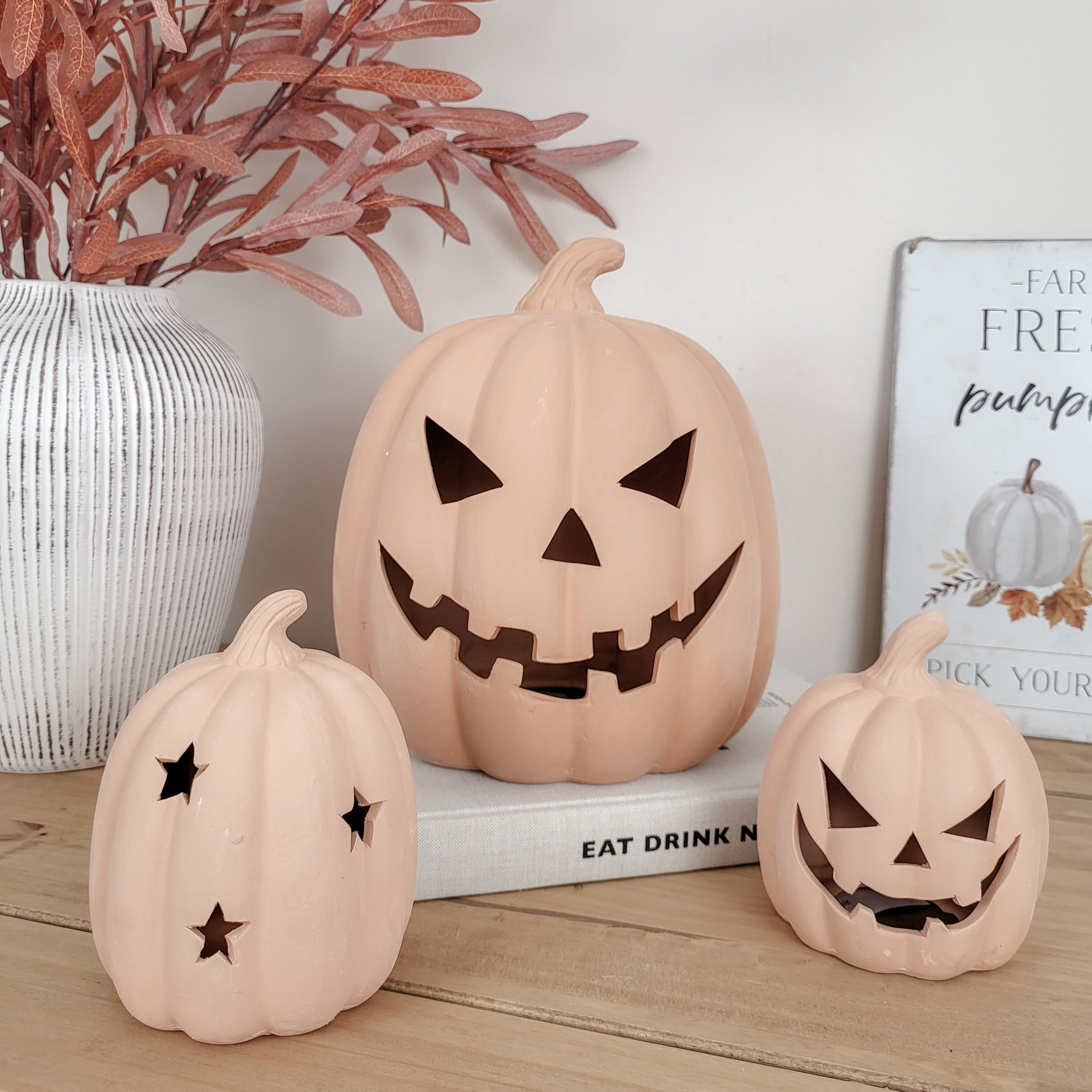 Large Terracotta Halloween Pumpkin Ornament