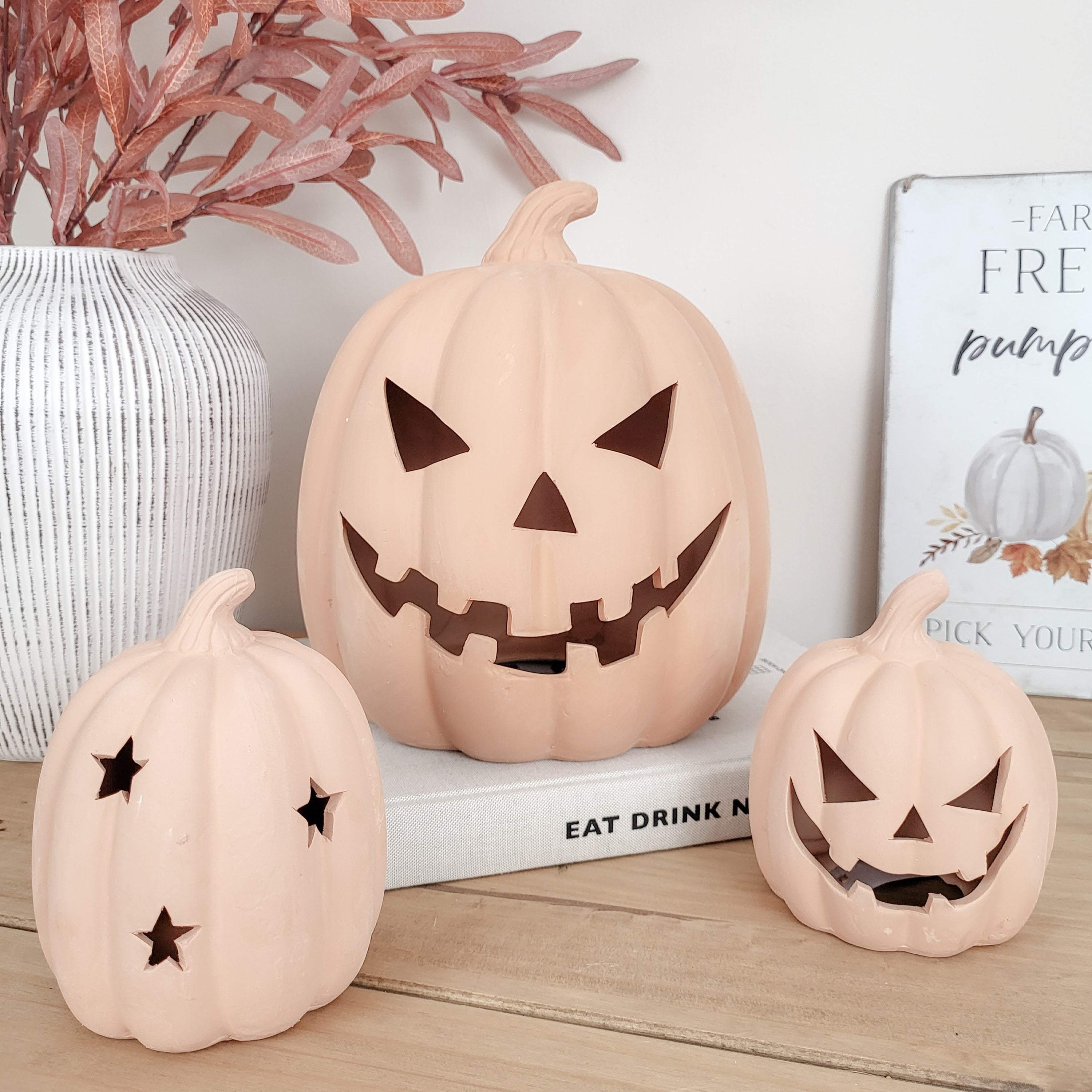 Large Terracotta Halloween Pumpkin Ornament