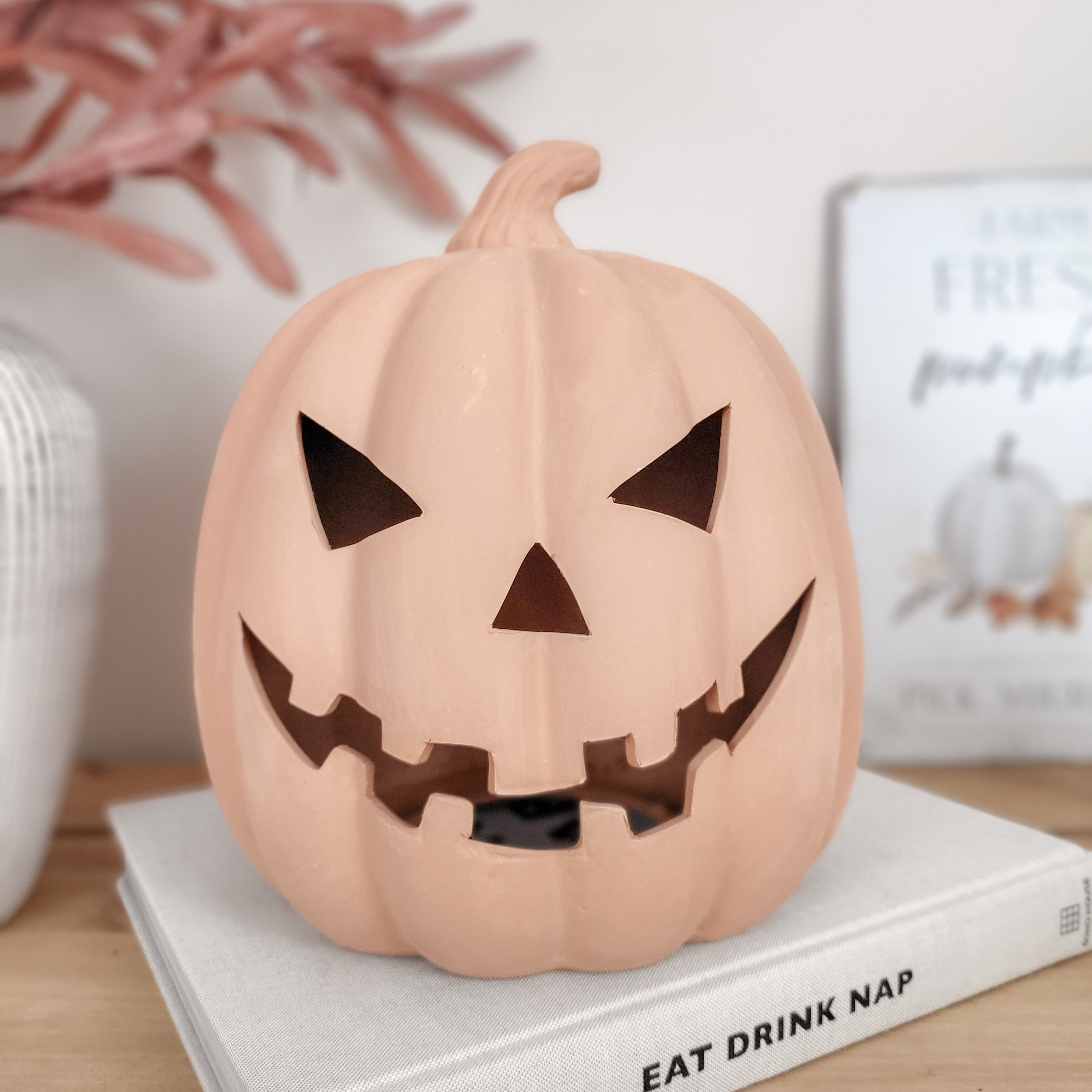 Large Terracotta Halloween Pumpkin Ornament