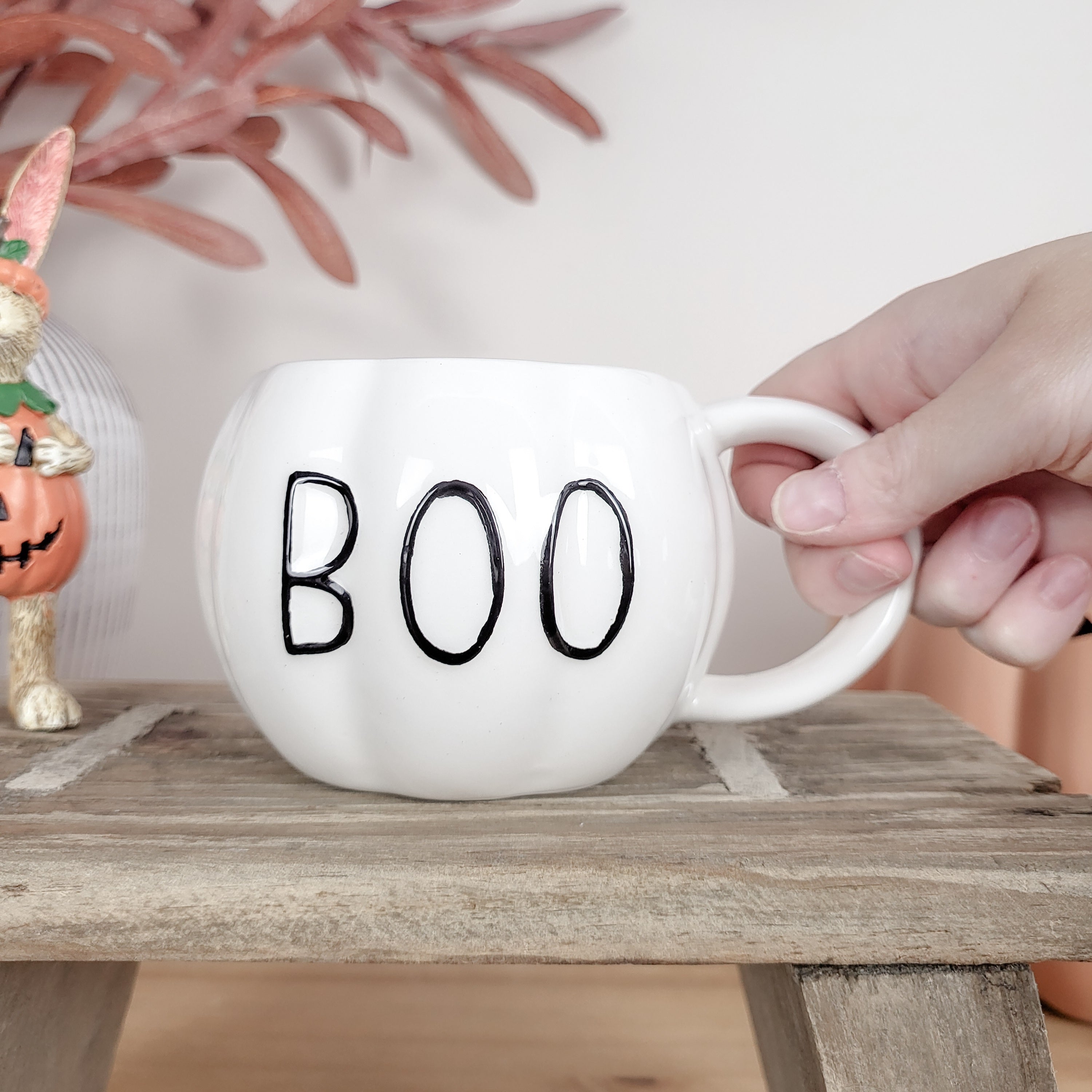 Ceramic Halloween Pumpkin Mug with BOO Design