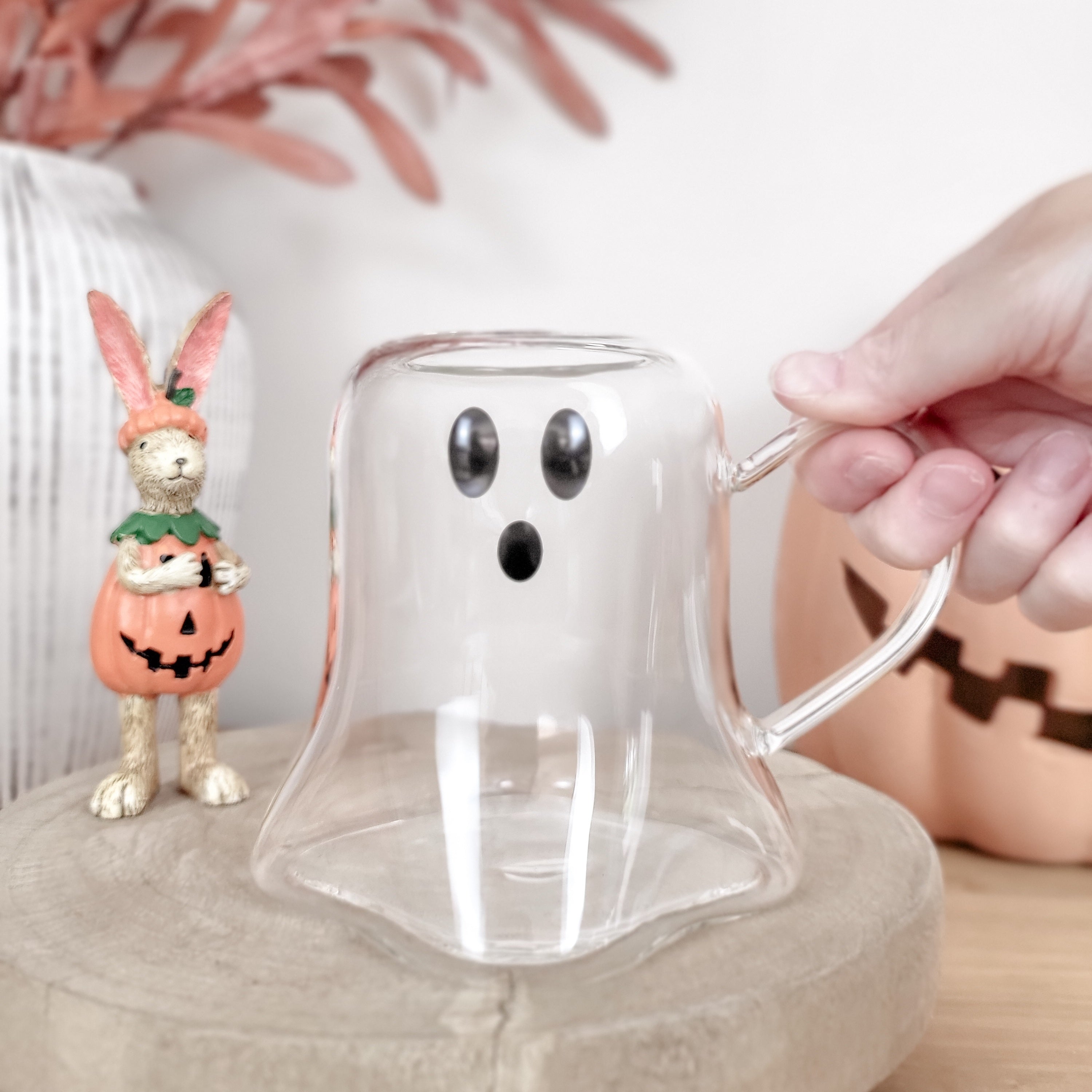 Clear Glass Ghost Shaped Mug
