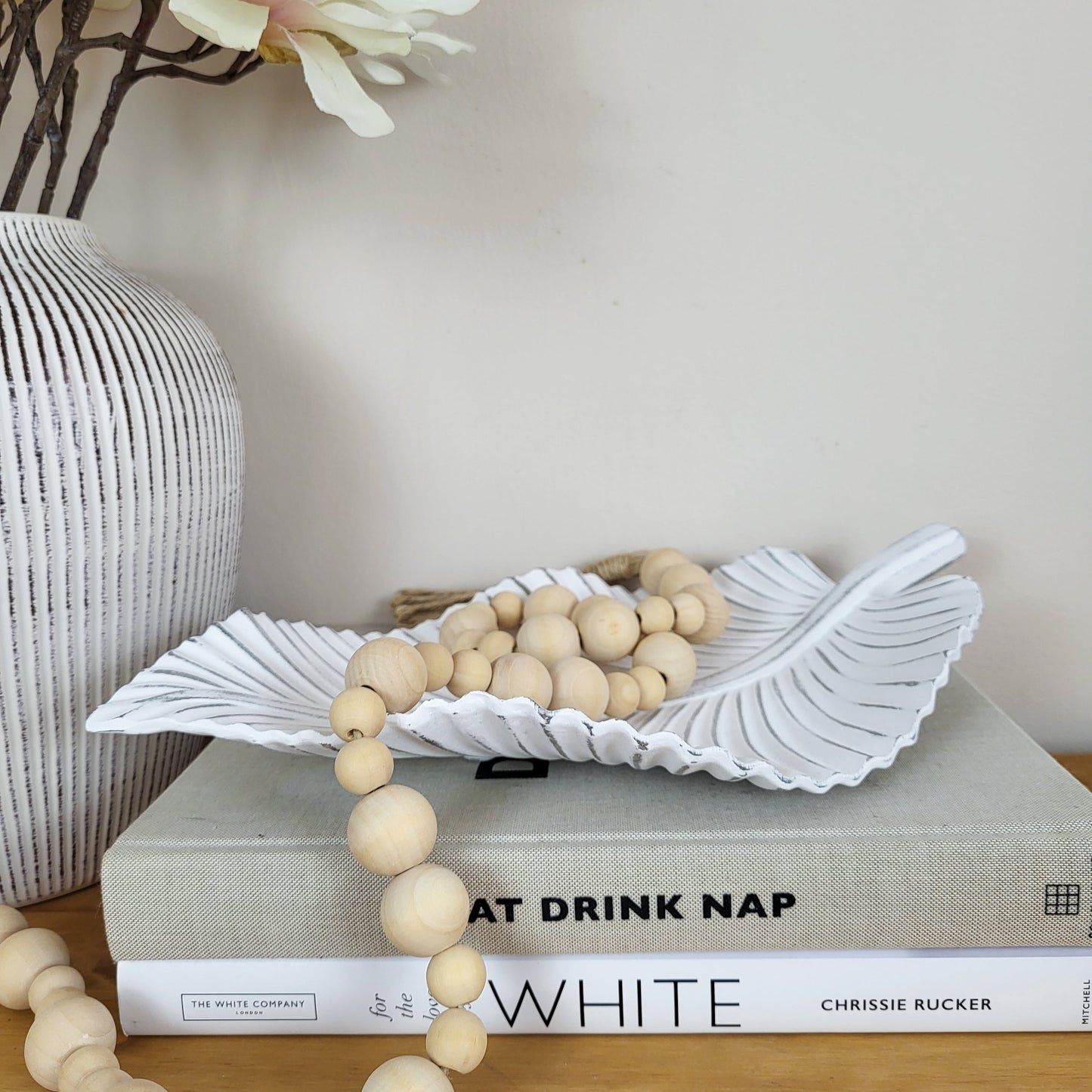 Antique White Leaf Tray