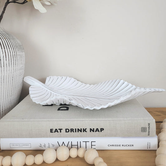 Antique White Leaf Tray