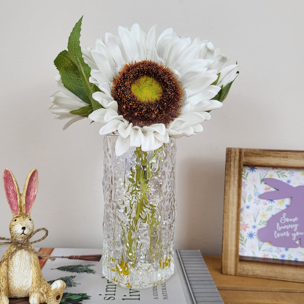 White Sunflower Stems In Vase