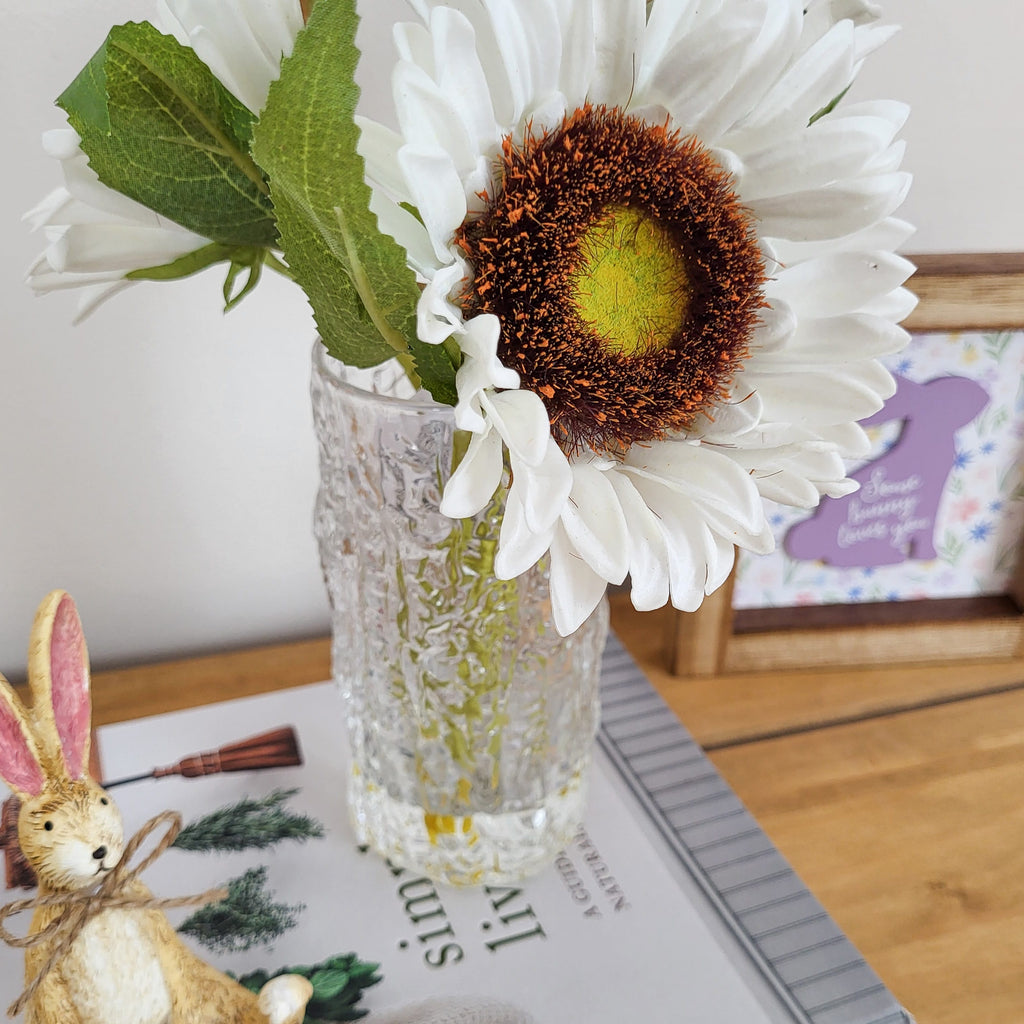 White Sunflower Stems In Vase